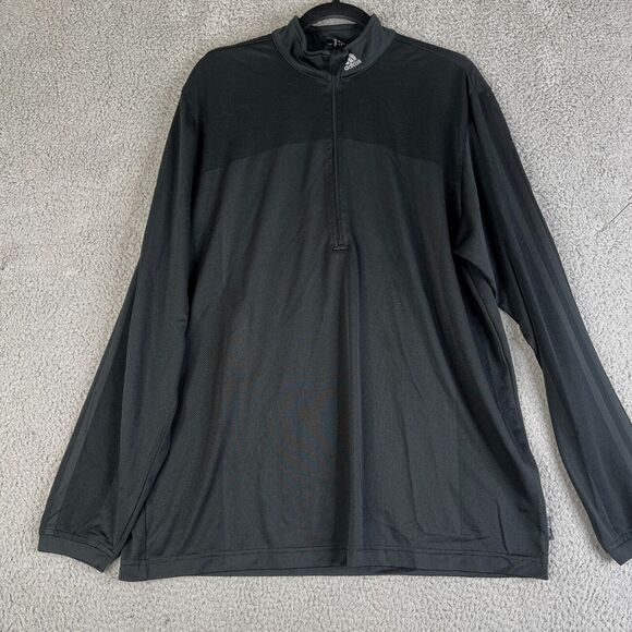Adidas Jacket Men L Black 1/4 Zip Sweater Climacool Medium Weight Mesh Pullover - Picture 1 of 10